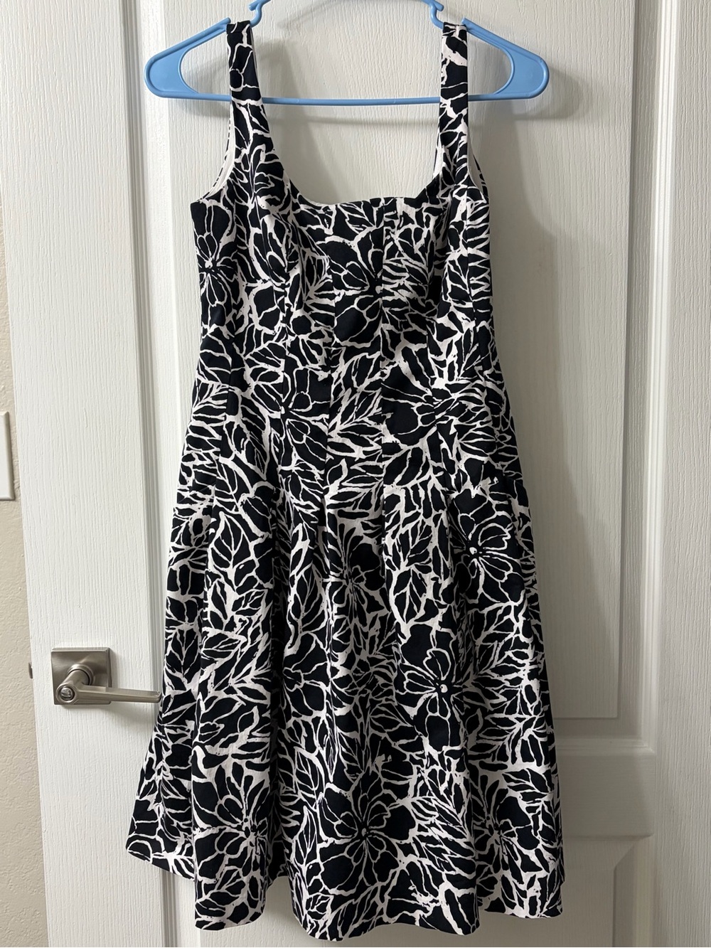 American Living Black & White Floral Fit-and-Flare Dress